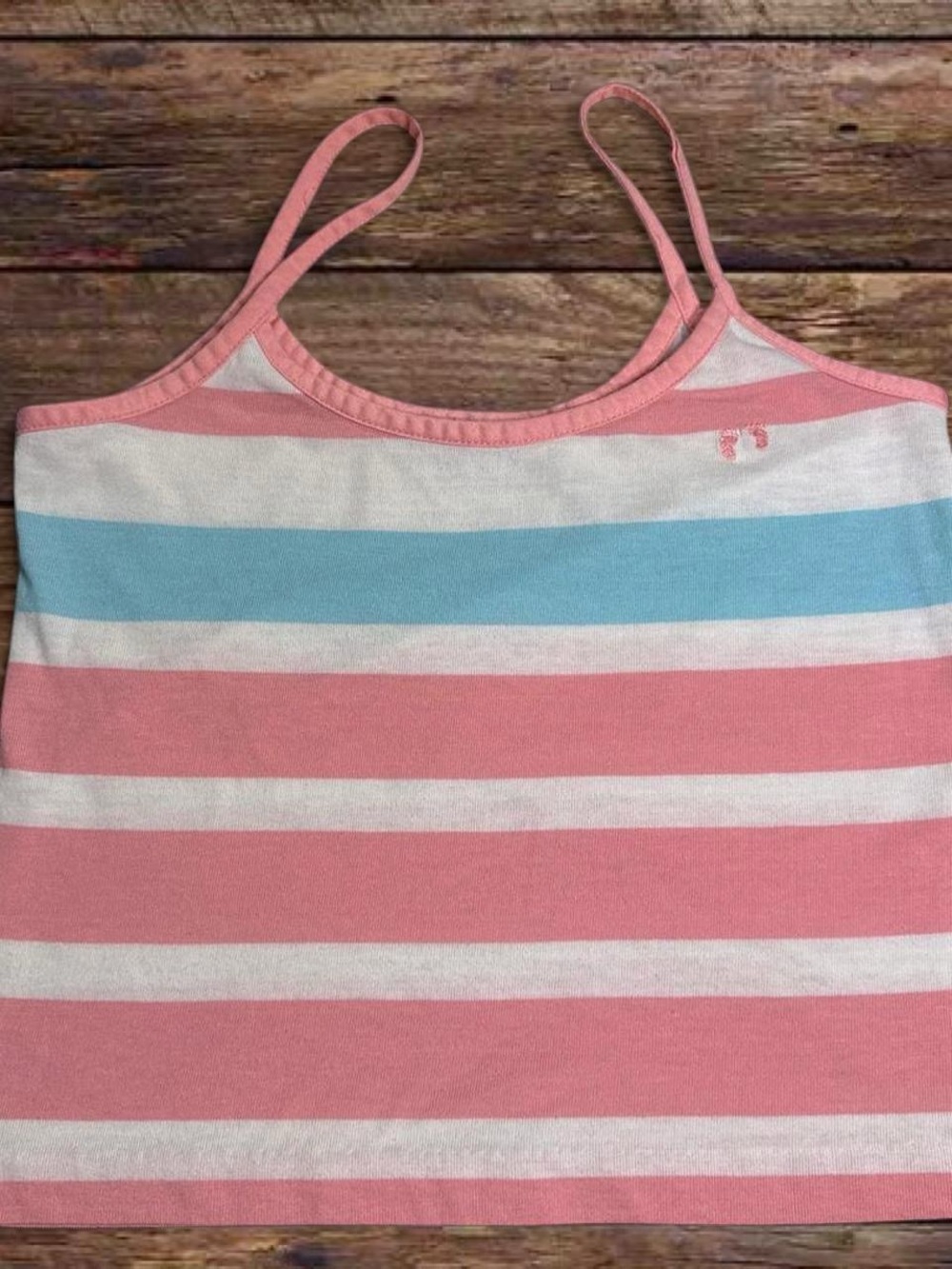 Hang Ten Pink White Blue Striped Spaghetti Strap Tank